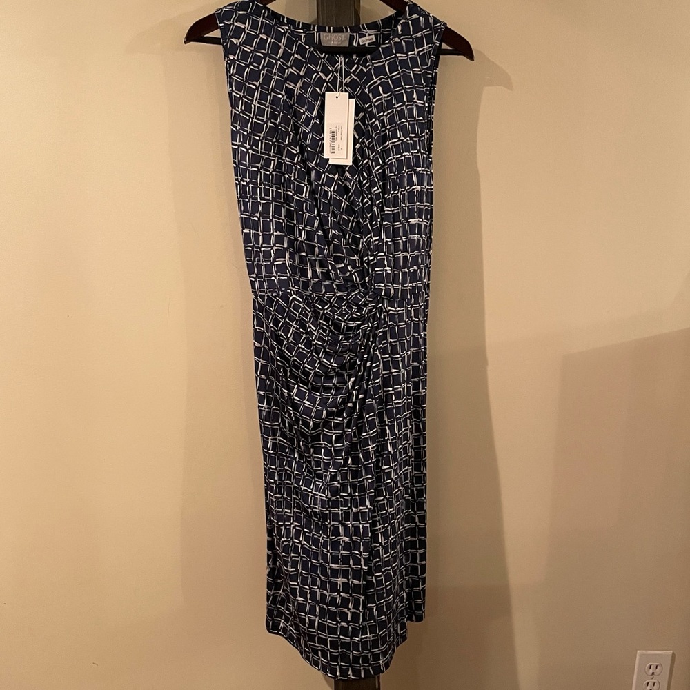 Blue sleeveless shift dress